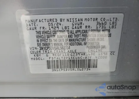 2024 Nissan Kicks Sr from USA, damaged, VIN 3N1CP5DV5RL562734